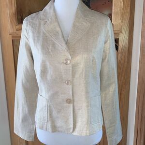IXE Herringbone Lined 3 Button Blazer in Gold